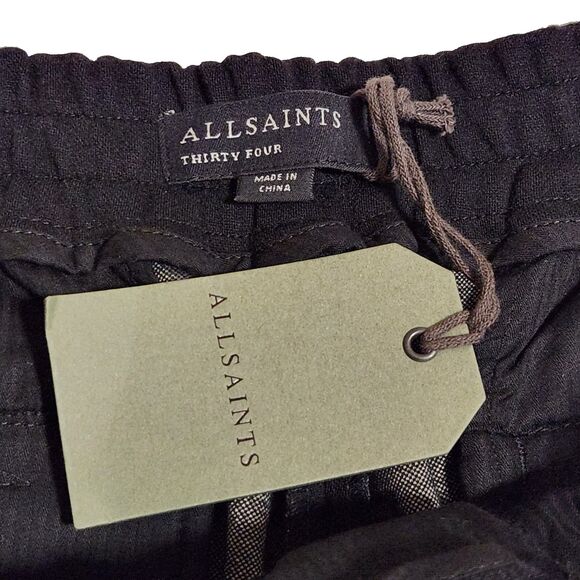 All Saints Agden Black Cropped Trouser Pants Zippered Ankle Men's 34 - Picture 9 of 13